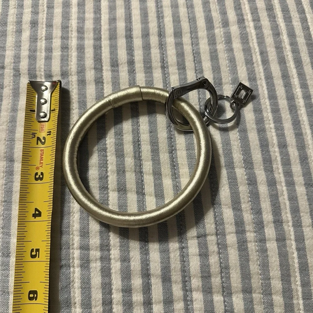 Metallic Leatherette Bangle Bracelet Wristlet‎ Key Ring